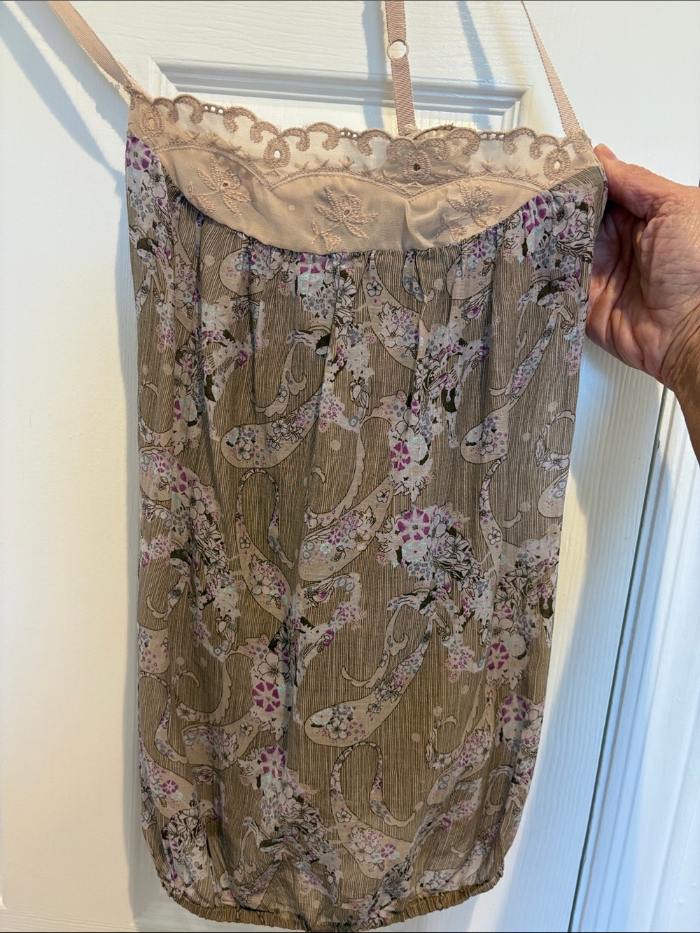 Vintage Free People Paisley Lace Trim Top